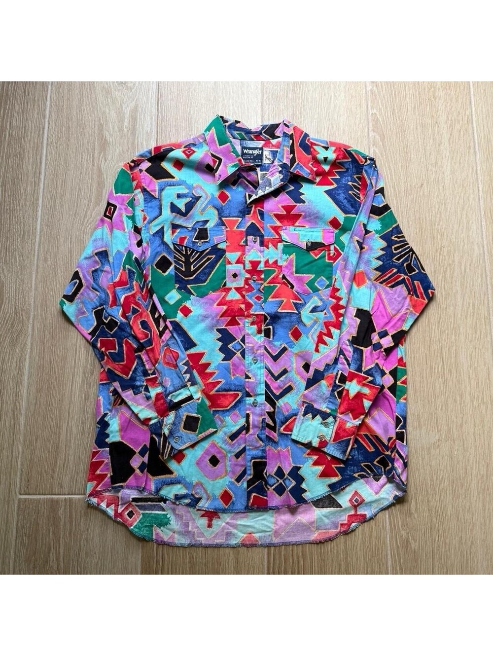 Vintage Wrangler Cowboy Cut Rodeo Shirt Size 18-35 Made In USA Multicolor